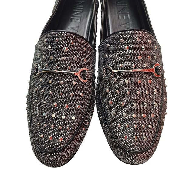 Nine West Westoy Black & Silver Studded Loafers Size 9M - Picture 6 of 12